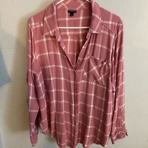 Torrid Crinkle Flannel Gauze Button Up Shirt